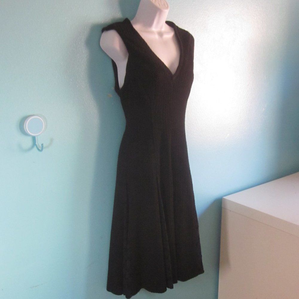 Vintage 1980's Tracy Reese Womens Size M Midi Length Black Lace Overlay Dress